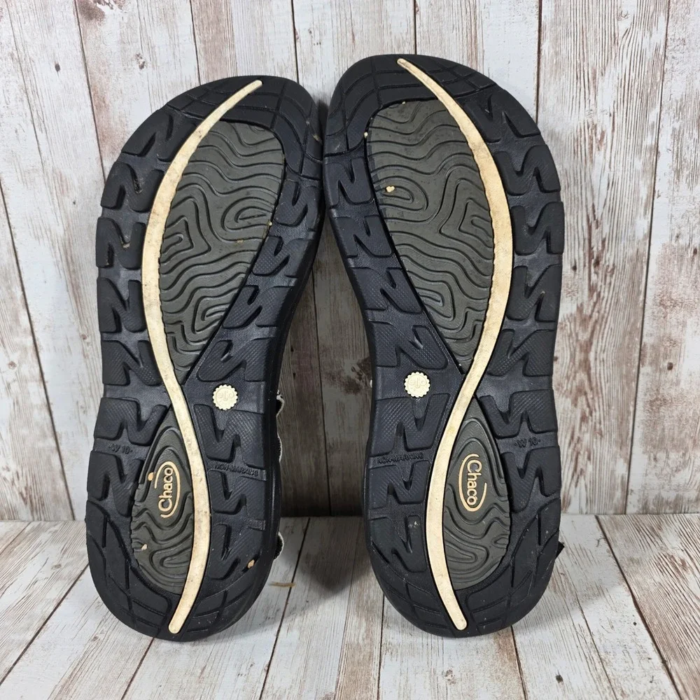 Chaco Z Cloud 2 Womens Size 10 Black White Geometric Strappy Toe Loop Sandals